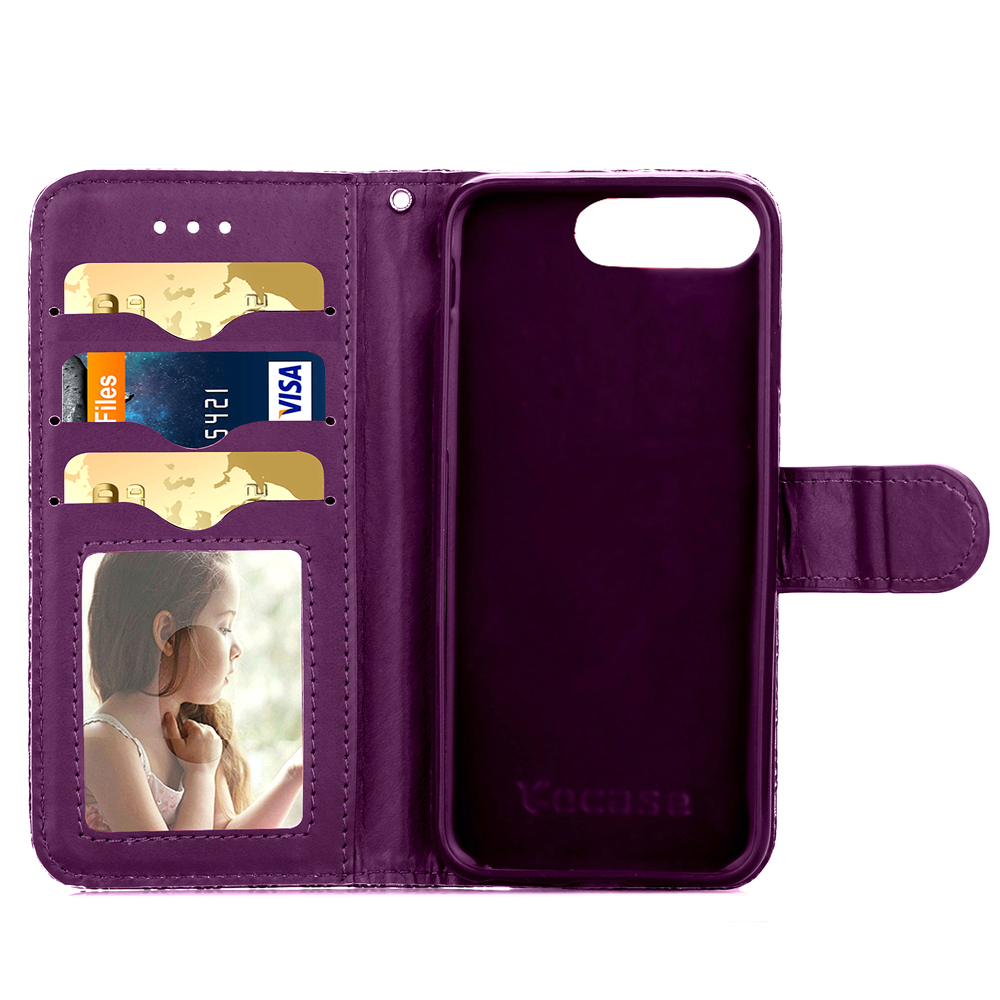 iPhone 7 Plus case wallet Leopard style ID card full cash cover case