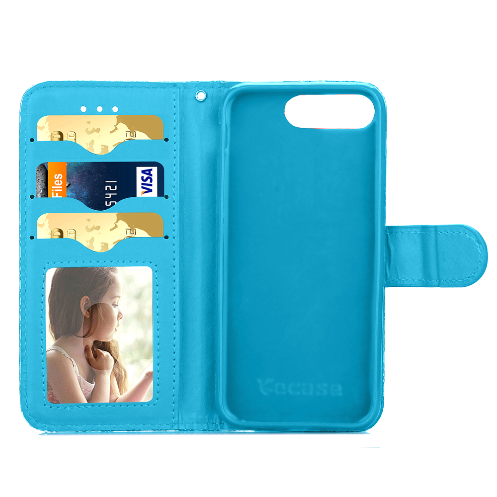 iPhone 7 Plus case wallet Leopard style ID card full cash cover case