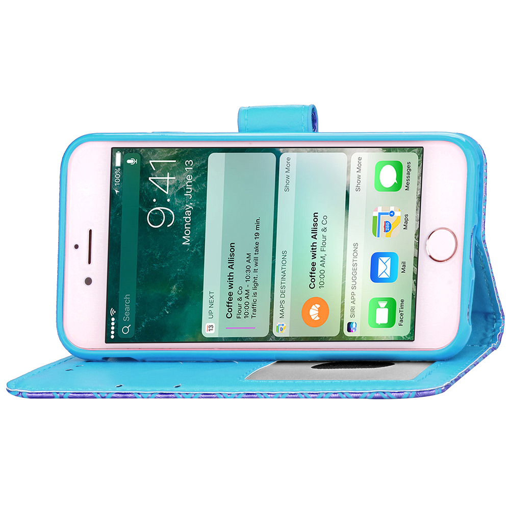iPhone 7 Plus case wallet Leopard style ID card full cash cover case