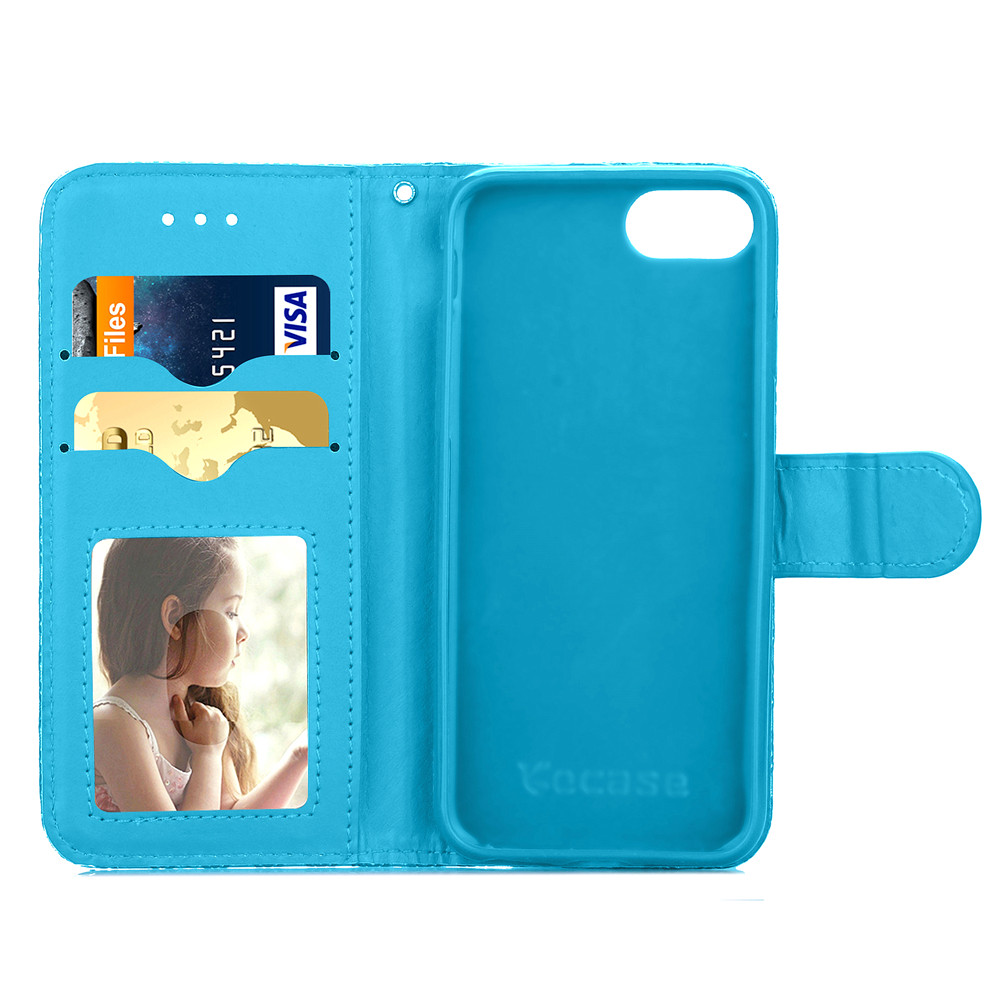 iPhone 7 case wallet Leopard style ID card full cash cover case