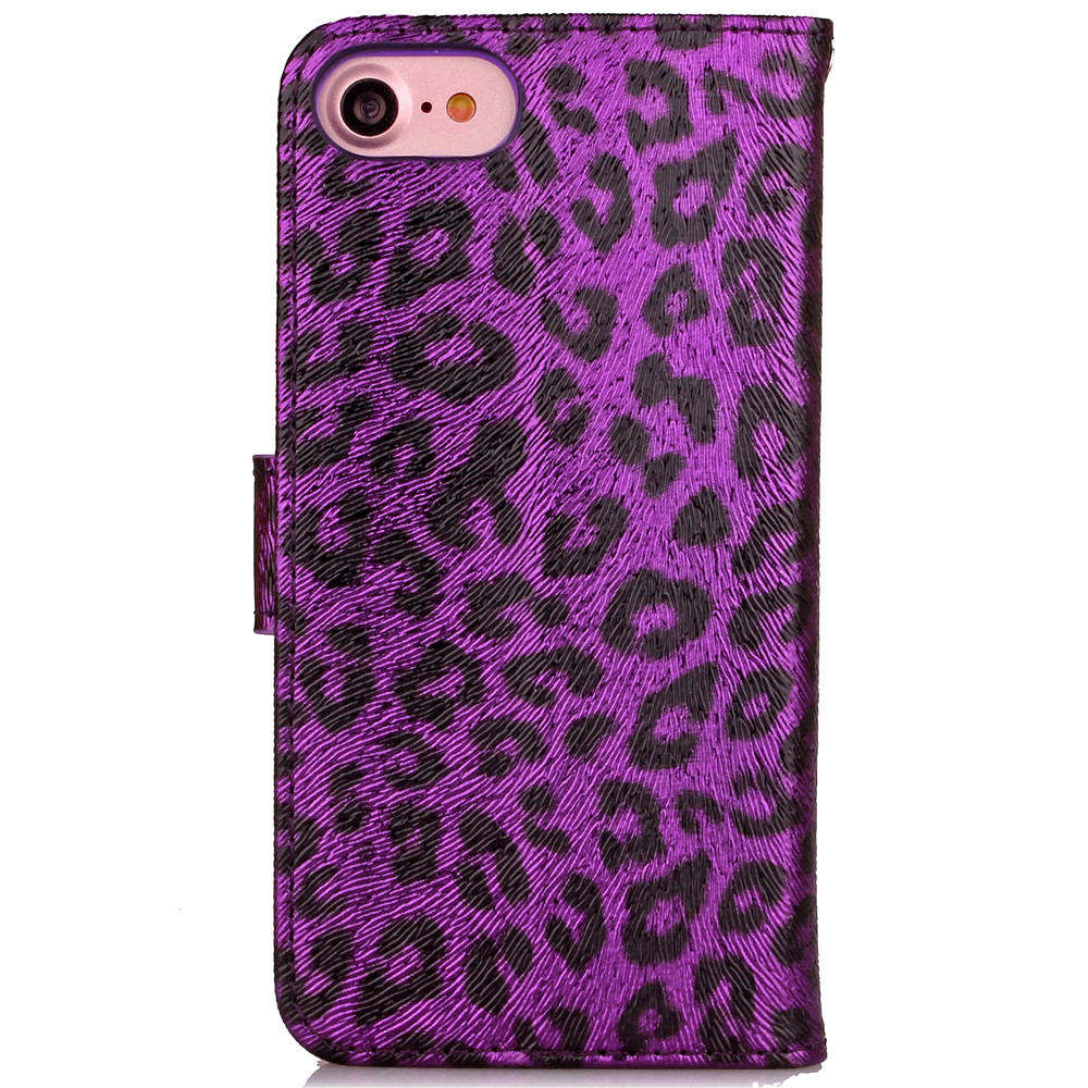 iPhone 7 case wallet Leopard style ID card full cash cover case