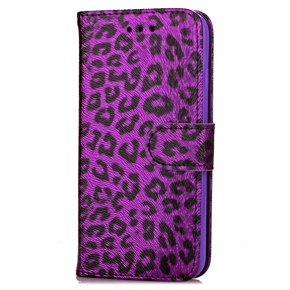 iPhone 7 case wallet Leopard style ID card full cash cover case