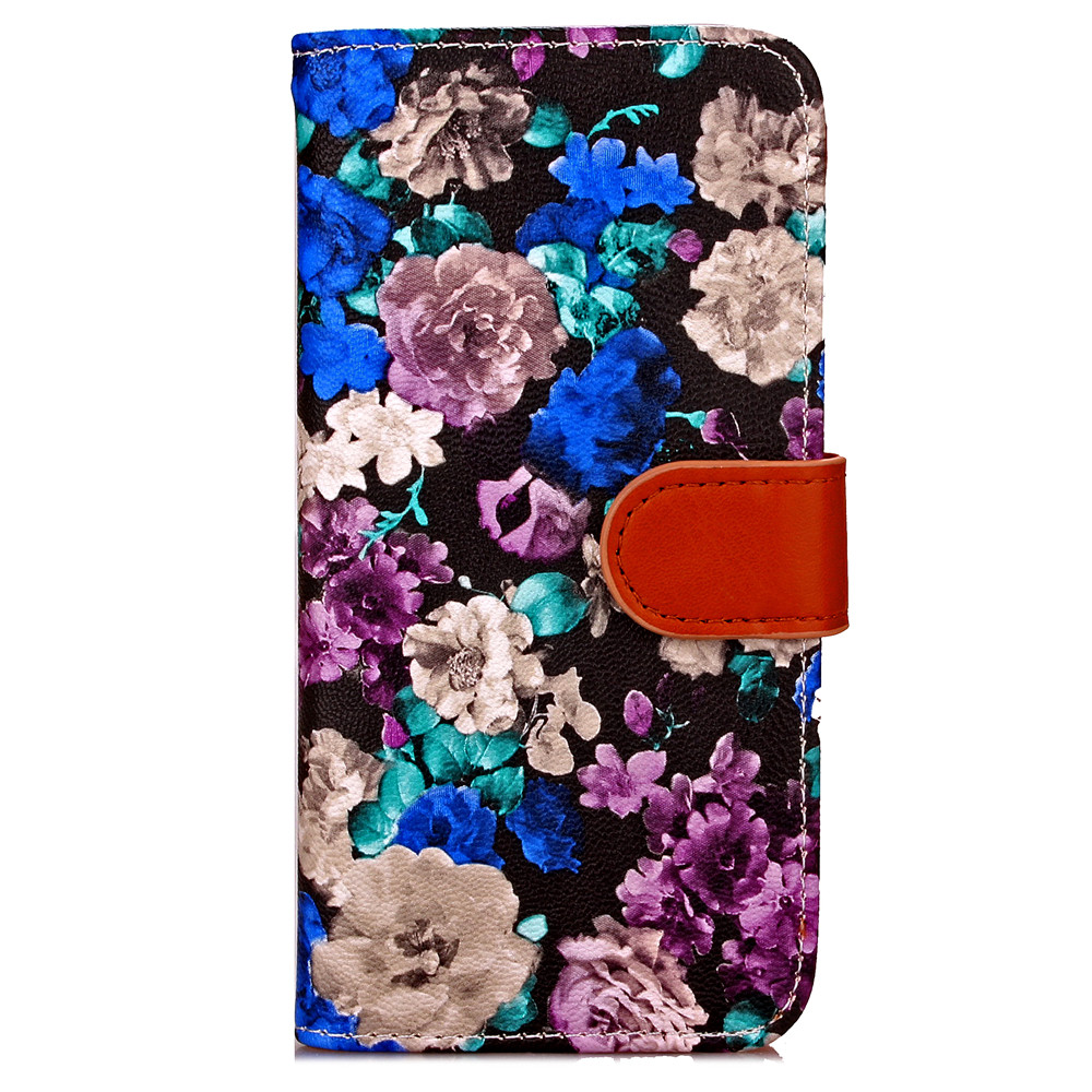 iPhone 7 Plus case floral pattern ID card full cash wallet cover case