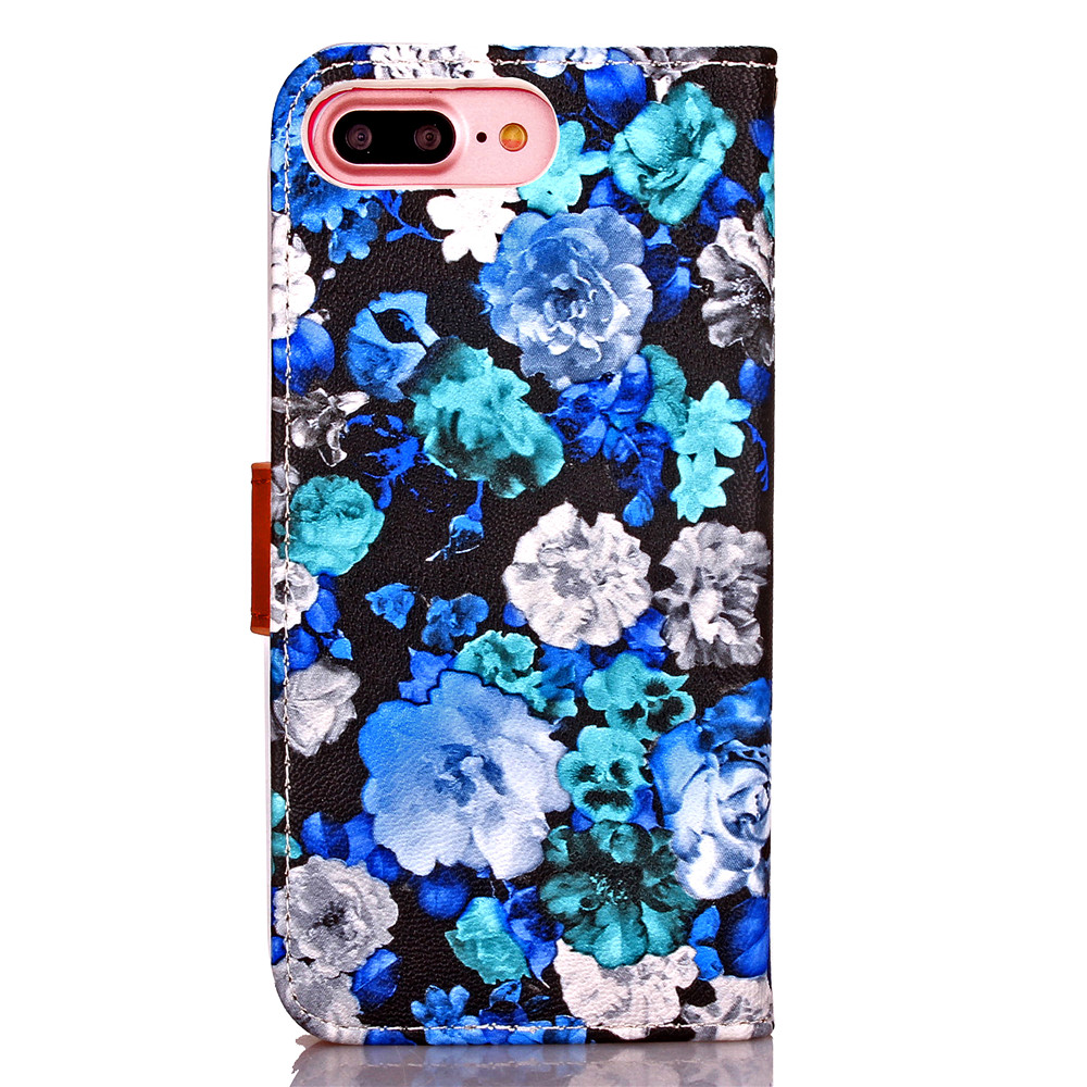 iPhone 7 Plus case floral pattern ID card full cash wallet cover case
