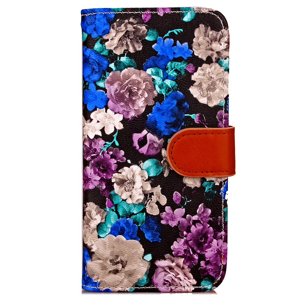 iPhone 7 case floral pattern ID card full cash wallet cover case