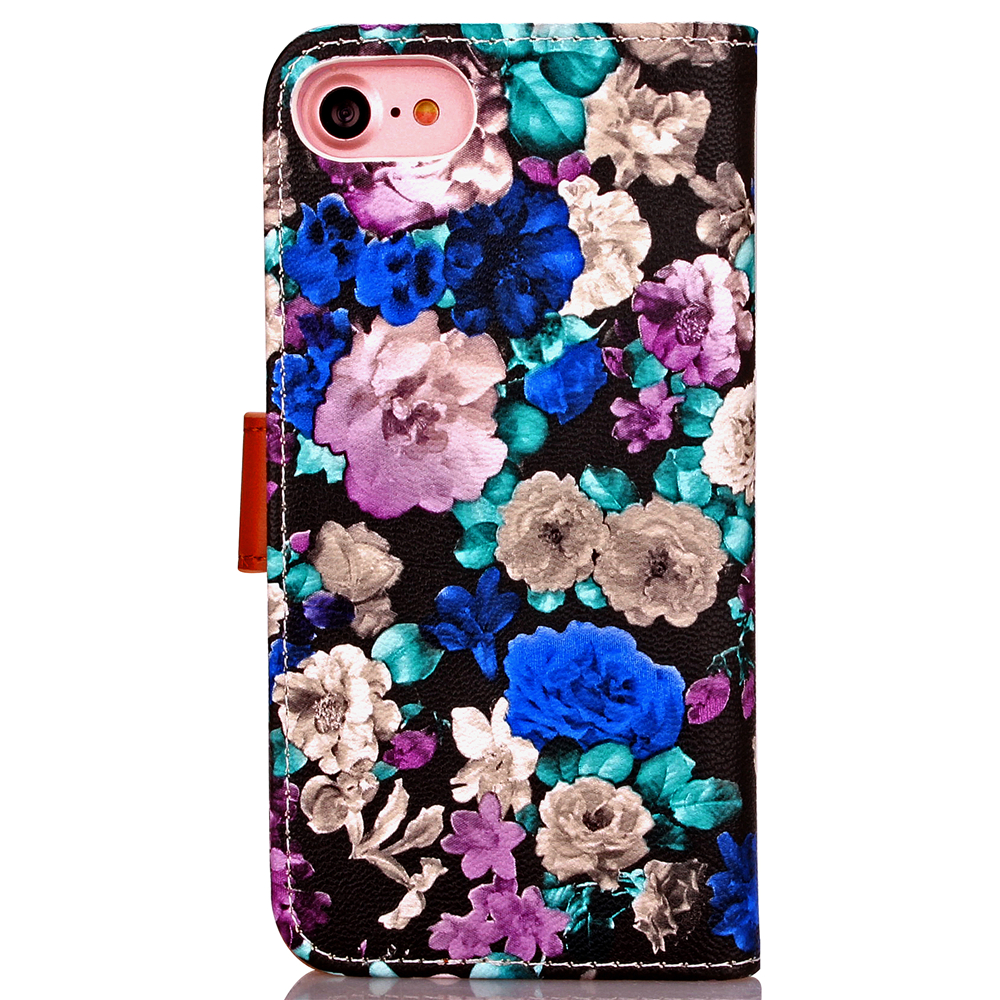 iPhone 7 case floral pattern ID card full cash wallet cover case