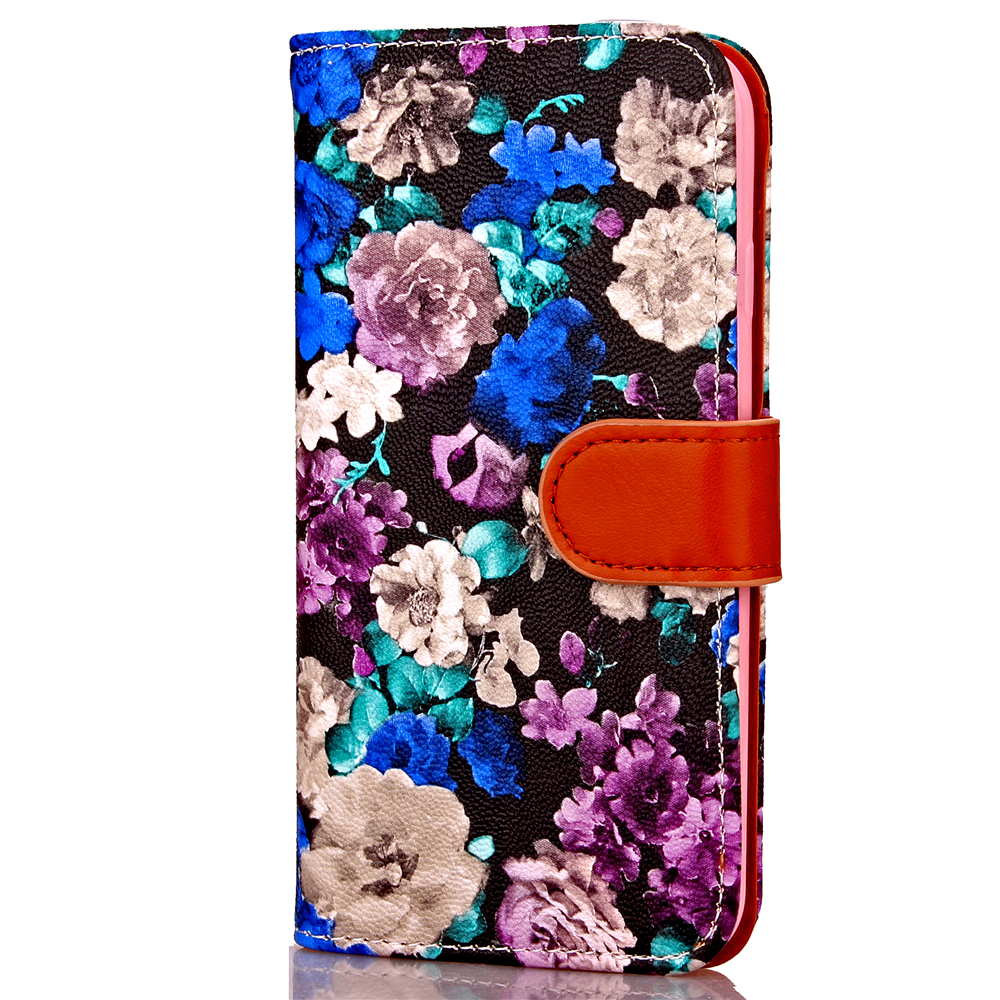 iPhone 7 case floral pattern ID card full cash wallet cover case