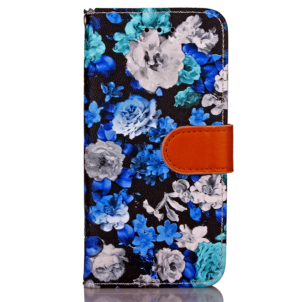 iPhone 7 case floral pattern ID card full cash wallet cover case