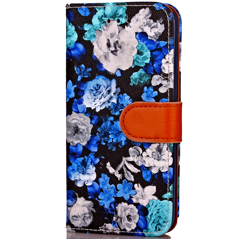 iPhone 7 case floral pattern ID card full cash wallet cover case