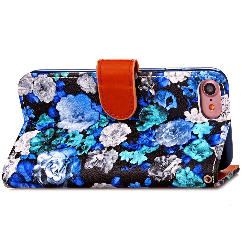 iPhone 7 case floral pattern ID card full cash wallet cover case
