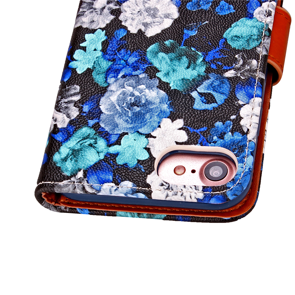 iPhone 7 case floral pattern ID card full cash wallet cover case
