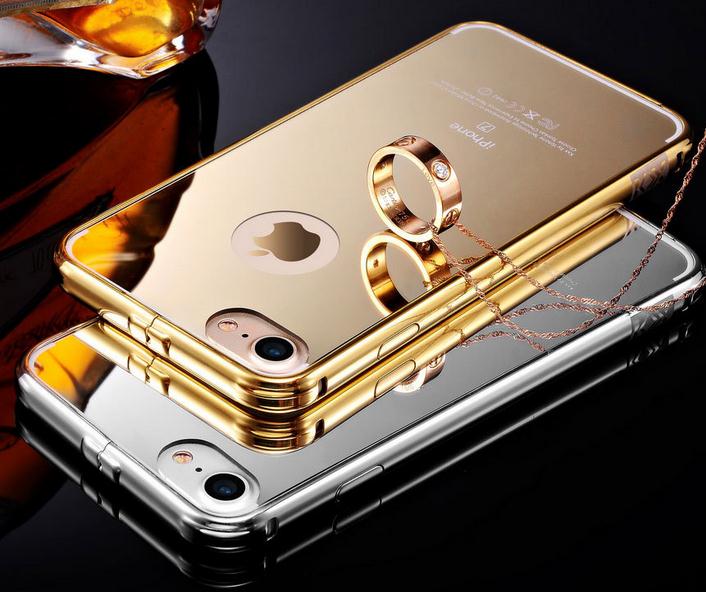 iPhone 7 case metal bumper with mirror back case