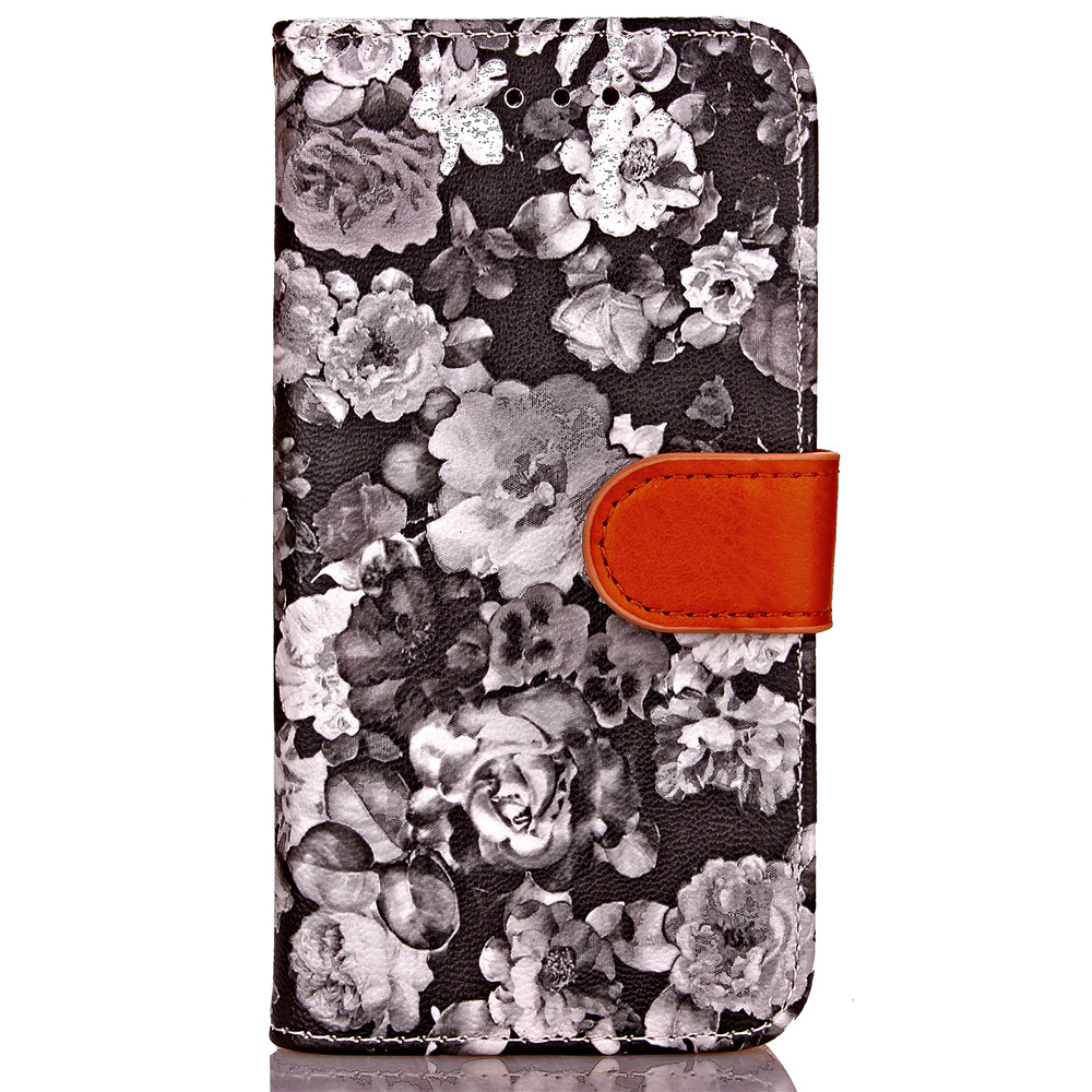 iPhone 7 Plus case floral pattern ID card full cash wallet cover case