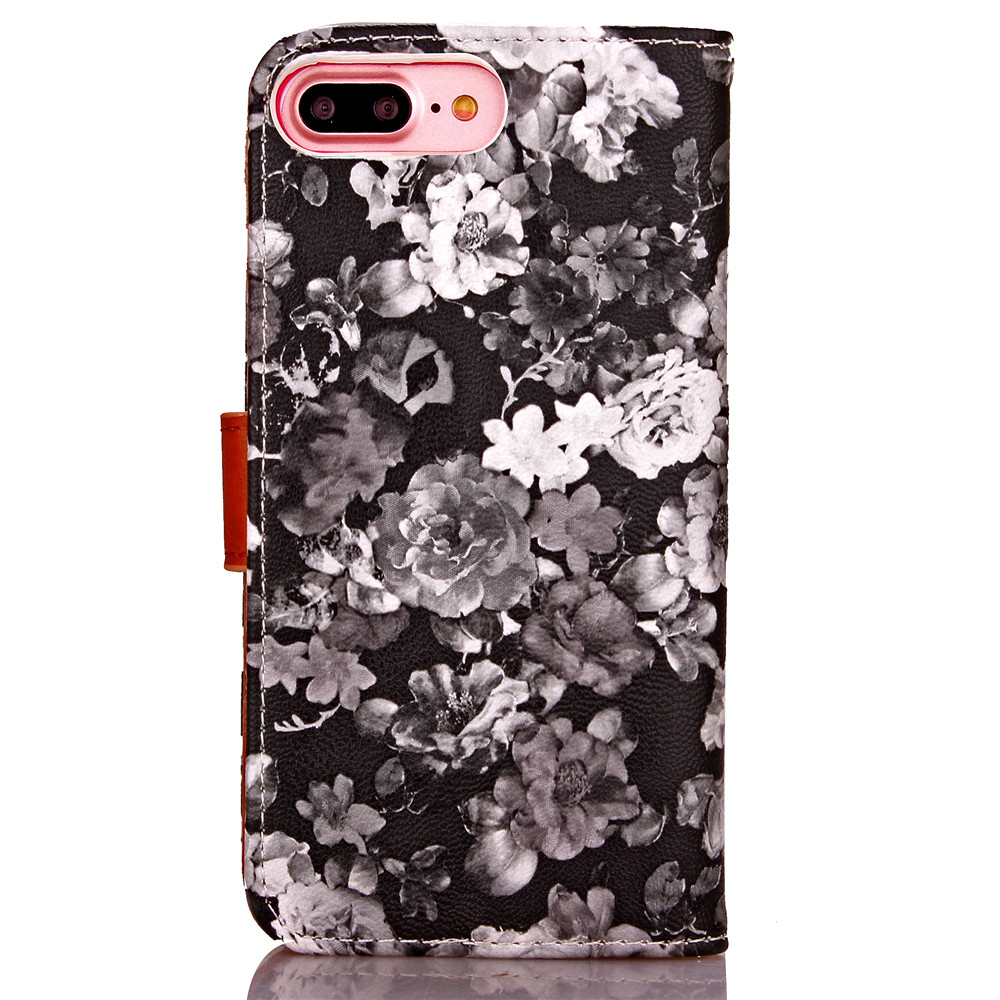 iPhone 7 Plus case floral pattern ID card full cash wallet cover case