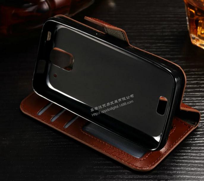 Huawei Y3 Vintage Fine Leather Wallet Case - Brown