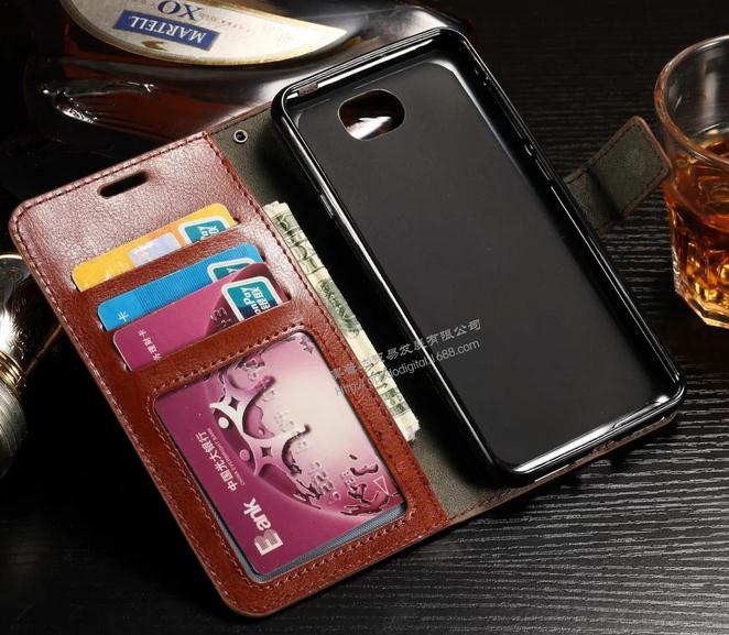 Huawei Y5 Ii Y6 Elite Case Vintage Fine Leather Wallet Case - Brown