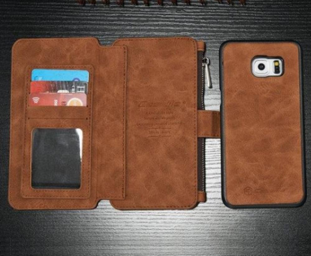 Galaxy S6 double wallet leather case detachable cover case