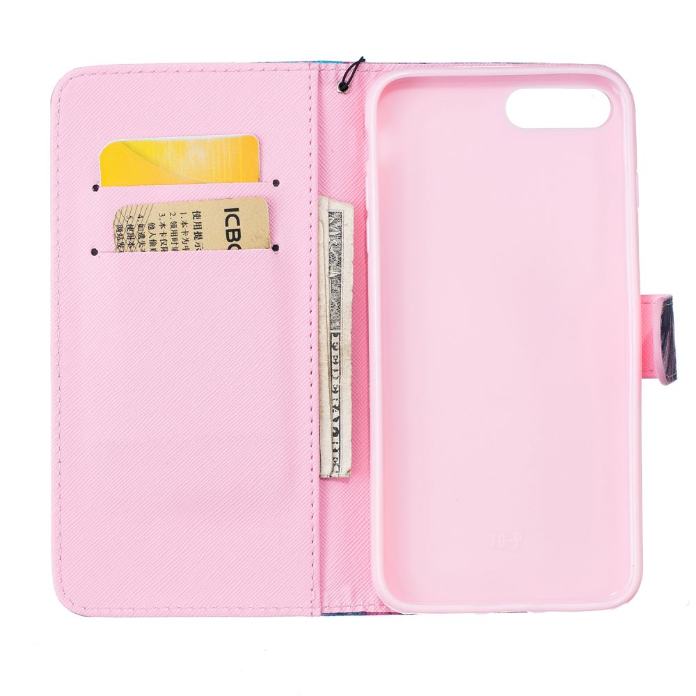 iPhone 7 Plus case wallet leather card holder cover case printed leather