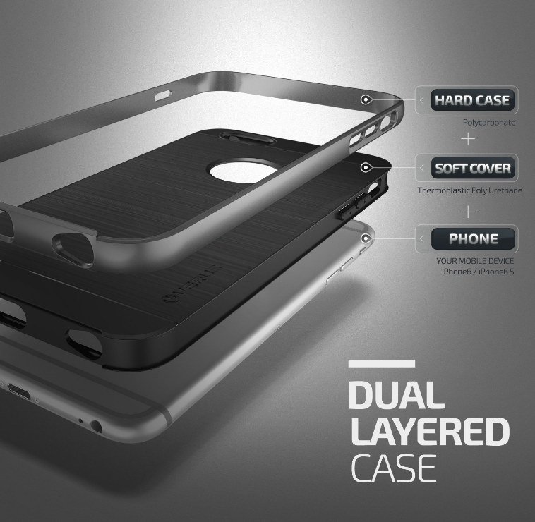 Iphone 6/6S Plus impact proof hybrid case brushed met Iphone 6/6S Plus impact proof hybrid case brushed met