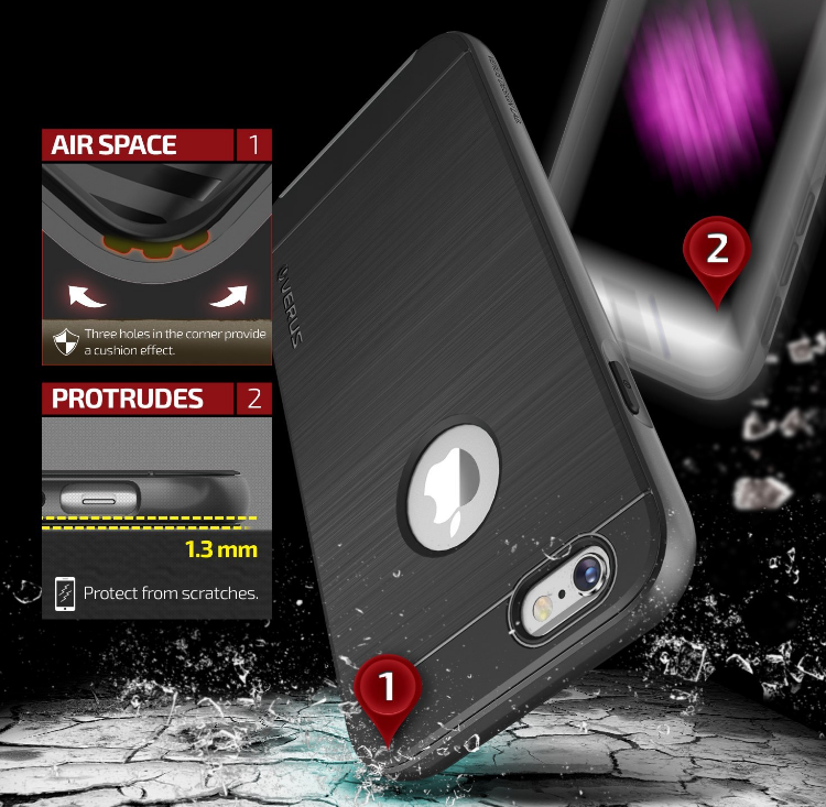 Iphone 6/6S Plus impact proof hybrid case brushed met Iphone 6/6S Plus impact proof hybrid case brushed met