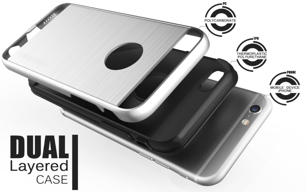 Iphone 6/6S  Plus impact proof hybrid case brushed met