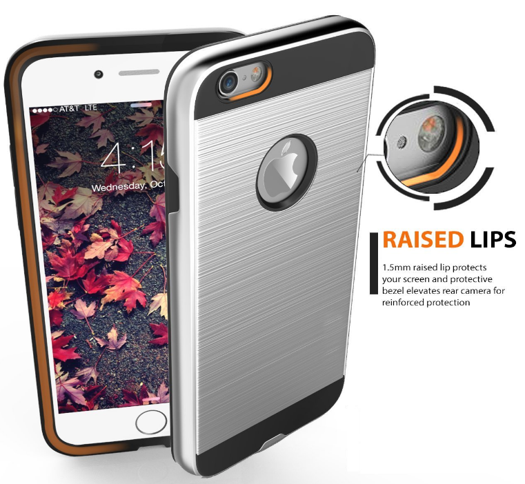 Iphone 6/6S  Plus impact proof hybrid case brushed met