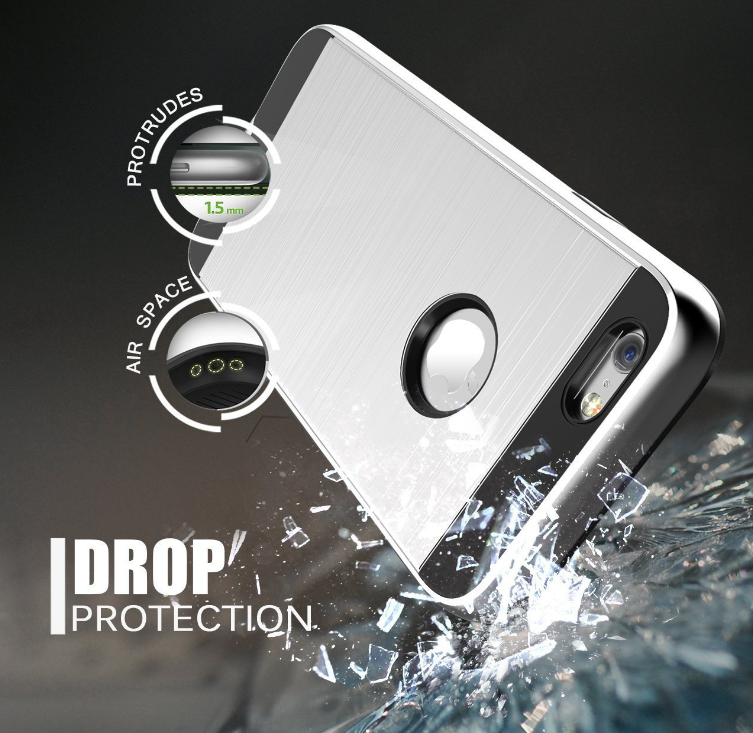Iphone 6/6S  Plus impact proof hybrid case brushed met