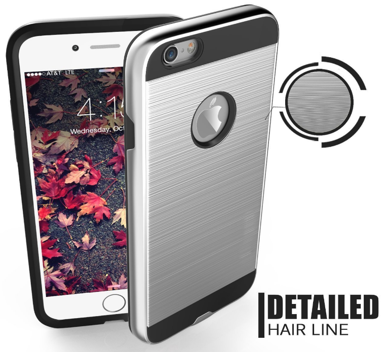 Iphone 6/6S  Plus impact proof hybrid case brushed met