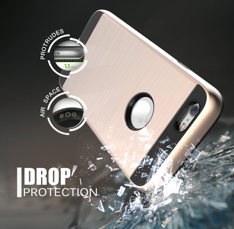 Iphone 6/6S impact proof hybrid case brushed met Iphone 6/6S impact proof hybrid case brushed met