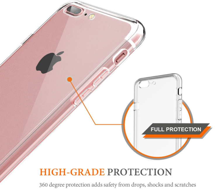 iPhone 7 plus Clear Case slim fit TPU Soft Gel Case