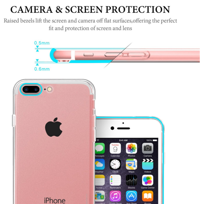 iPhone 7 plus Clear Case slim fit TPU Soft Gel Case