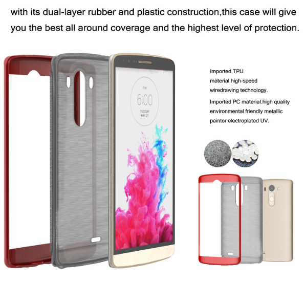 LG G3 hybird bumper with clear back case