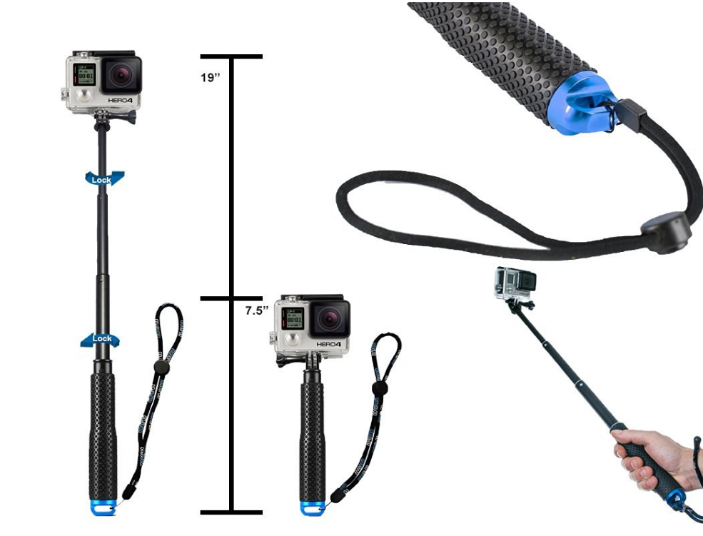 Selfie Stick Waterproof Aluminium Monopod Selfie Pole compatible with GOPRO Selfie Stick Waterproof Aluminium Monopod Selfie Pole compatible with GOPRO