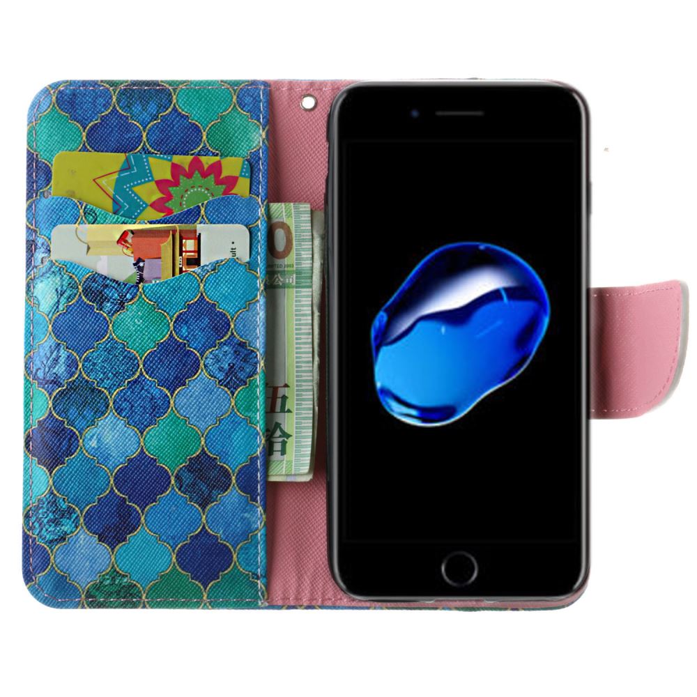 iPhone 7 case wallet leather card holder cover case printed leather