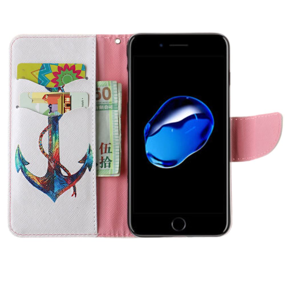 iPhone 7 Plus case wallet leather card holder cover case printed leather