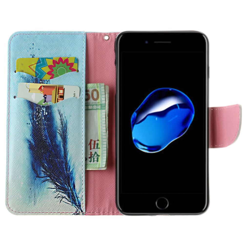 iPhone 7 Plus case wallet leather card holder cover case printed leather
