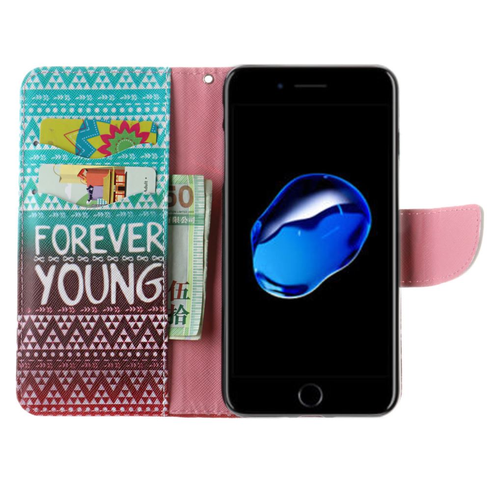 iPhone 7 Plus case wallet leather card holder cover case printed leather