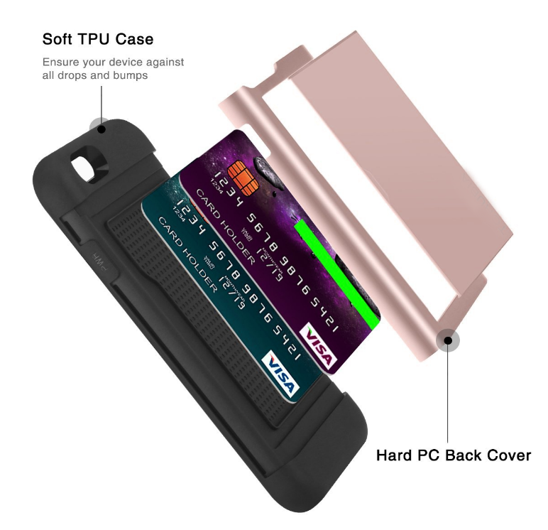 iPhone 6 6s Plus  impact proof hybrid case card holder