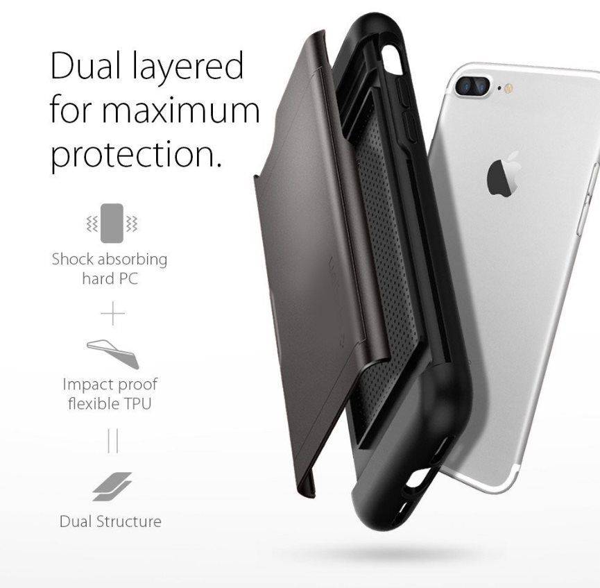 iPhone 7 Plus case impact proof hybrid dual layer card holder cover case