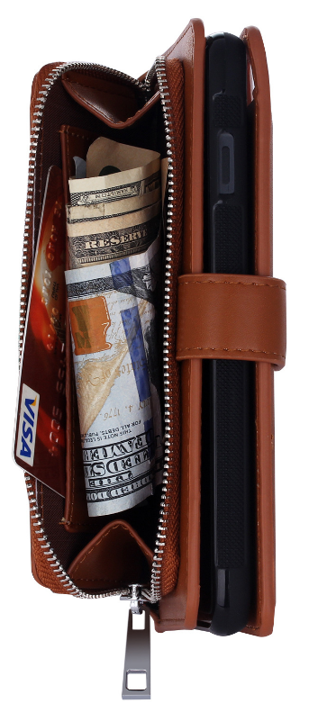 Iphone 7 double wallet Leather Zip case detachable Iphone 7 double wallet Leather Zip case detachable