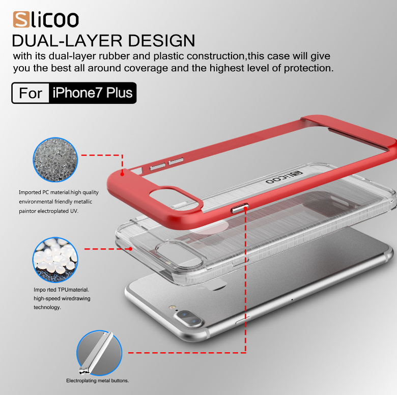 iphone 7 plus hybird bumper with clear back case