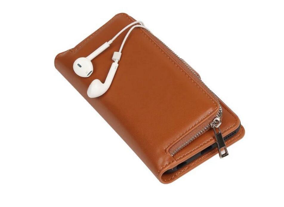 Iphone 7 plus double wallet  Leather Zip case detachable