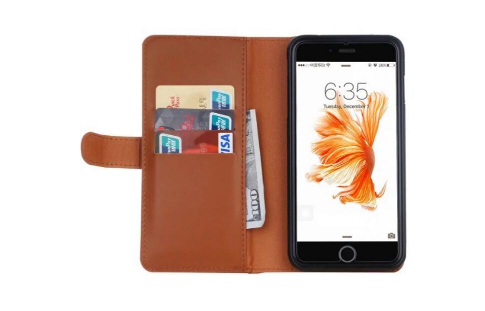 Iphone 7 plus double wallet  Leather Zip case detachable