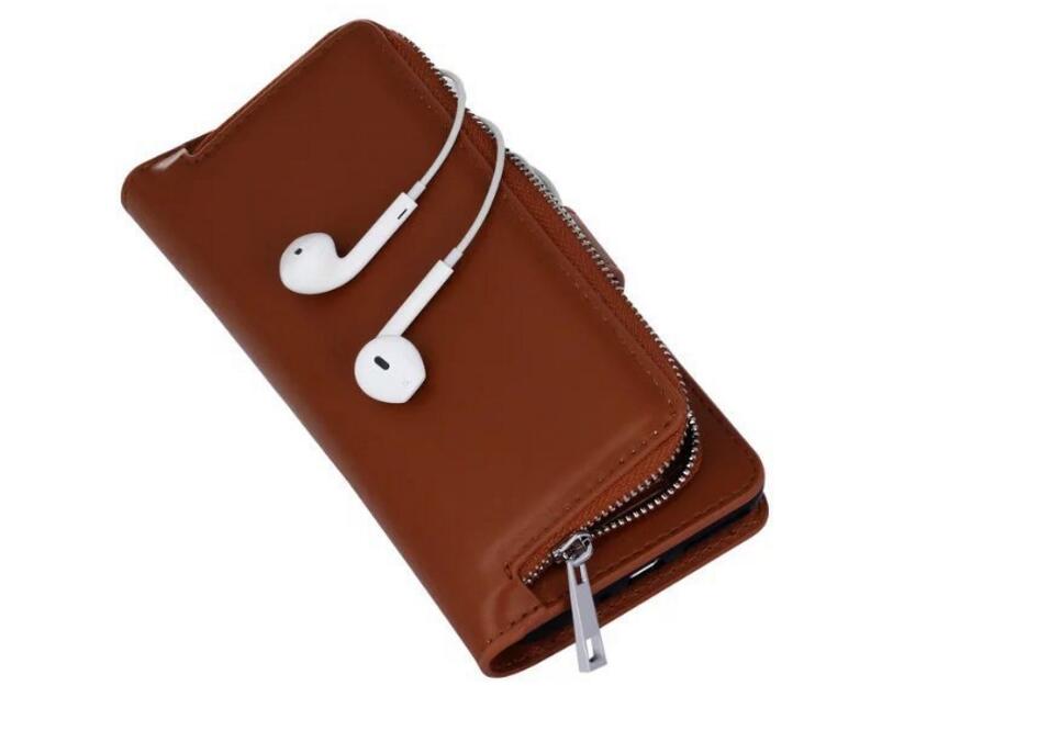 Iphone 7 plus double wallet  Leather Zip case detachable