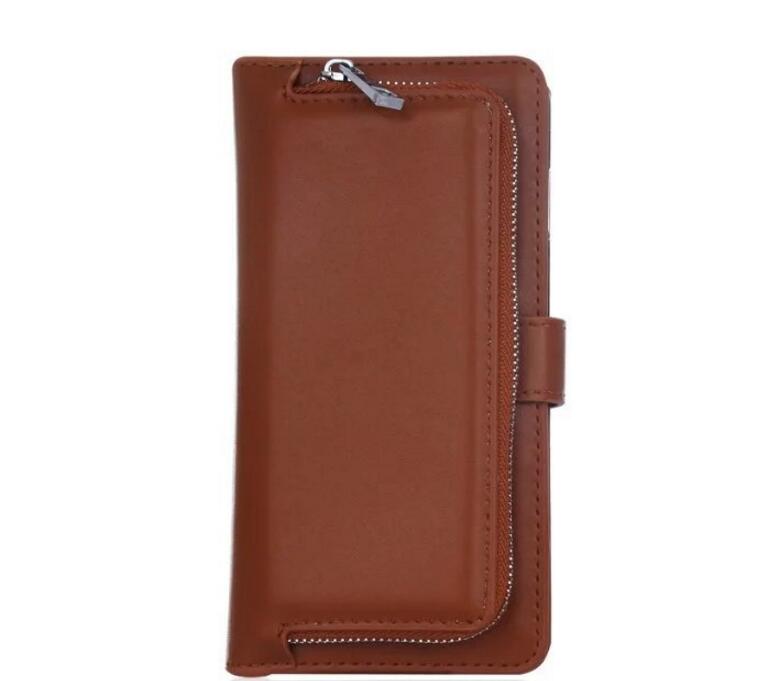 Iphone 7 plus double wallet  Leather Zip case detachable