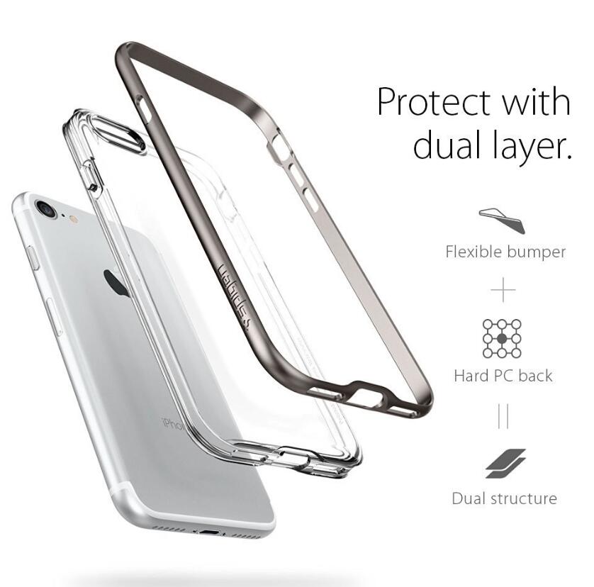 iPhone 7 case plating bumper with clear tpu back case Two-piece bumper case