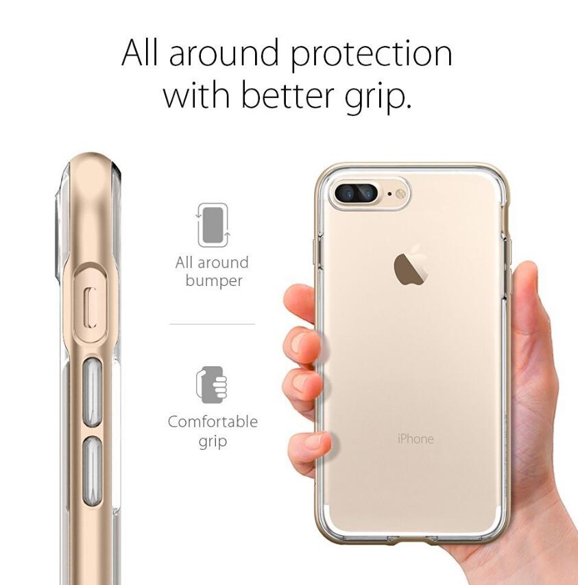 iPhone 7 plus case plating bumper with clear tpu back case Two-piece bumper case