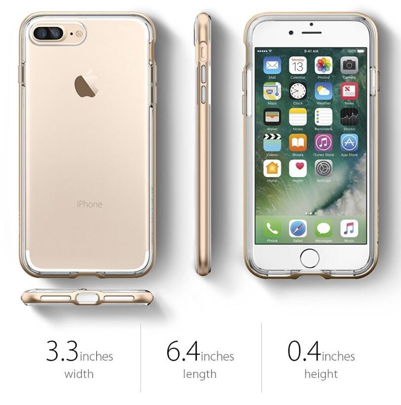 iPhone 7 plus case plating bumper with clear tpu back case Two-piece bumper case