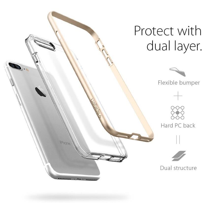 iPhone 7 plus case plating bumper with clear tpu back case Two-piece bumper case