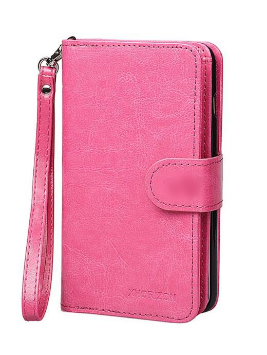Iphone 7 double wallet leather case detachable